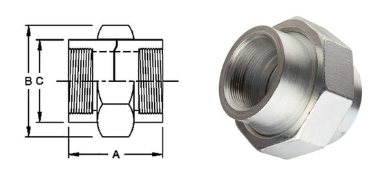 2500psi EN10204 3.1B Socket Welded Union For Chemical Fertilizer