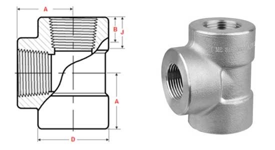 Stainless Steel 2 Inch 2000 PSI Threaded Reducing Tee